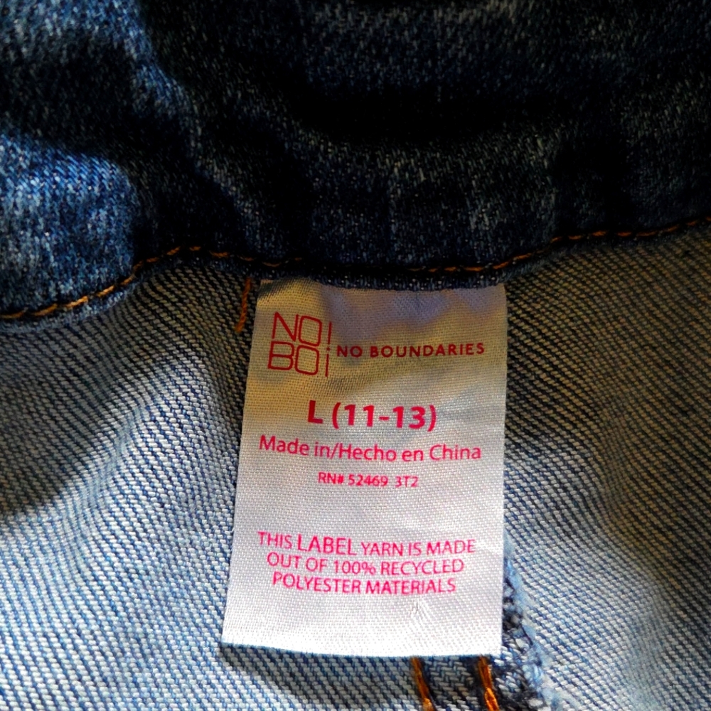 Distressed Denim Overalls Jrs. Sz. L - Picture 4 of 4